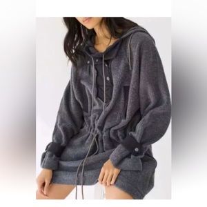 Free People Sadie Surplus Knit Jacket with Hood and Drawstrings